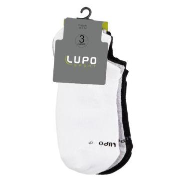 Imagem de Kit 3 Pares de Meia Sapatilha Invisível Lupo 3170 Branca, Cinza e Pret
