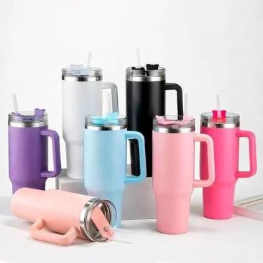 Imagem de Garrafa Térmica Inox 304 40oz 1200ml a Vácuo Cor:Branco - Marca, Pink