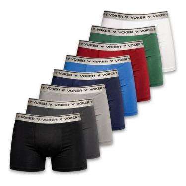 Imagem de Kit 10 Cuecas Boxer Masculinas Voker Algodão Premium Elástico Reforçad