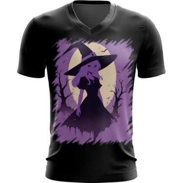 Imagem de Camiseta Gola V Bruxa Halloween Púrpura Festa 5 - Kasubeck Store, INF 