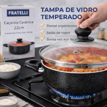 Imagem de Caçarola Com Tampa revestimento cerâmico 22cm - Fratelli, 22