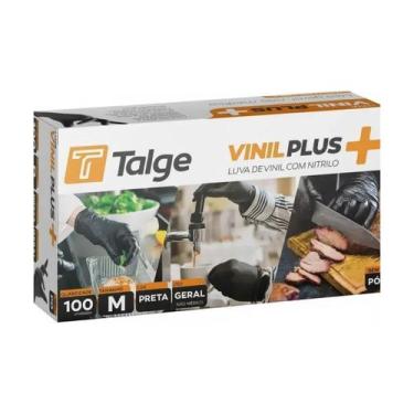 Imagem de Luva Vinil Plus Preta Descartável S/Pó 100 Unidades - M - Talge