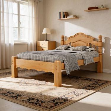 Imagem de Cama Casal Queen Em Madeira Maciça Torneada 160cm Adreas B07 