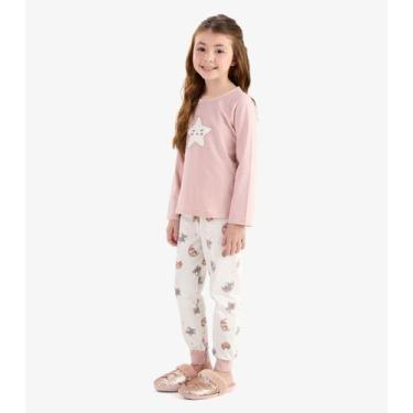 Imagem de Pijama Cotton em Meia Malha Rovi Kids Rosa, 16, Rosa