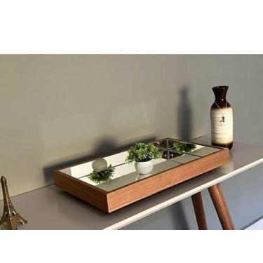 Imagem de Bandeja Decorativa Espelhada Amadeirada Flutuante 50x30