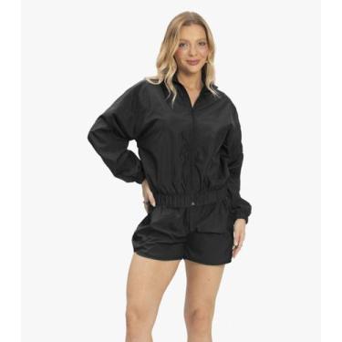 Imagem de Shorts Feminino Running Tecido Corta Vento Rovitex Preto, GG, Preto