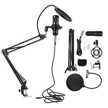 Imagem de Eujgoov Microfone USB BM800 Kit de microfone para computador, podcast condensador, equipamento de estúdio para gravação e canto (preto + preto)