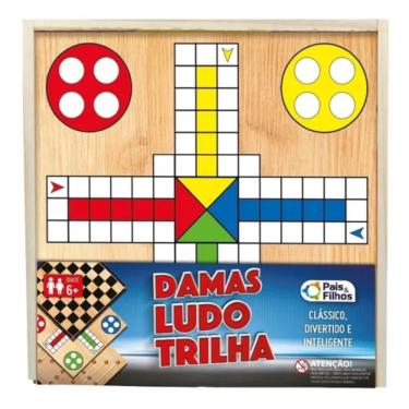 Imagem de Caixa Jogos Madeira 3 Em 1 Dama Ludo Trilha  2212 Pais E Filhos