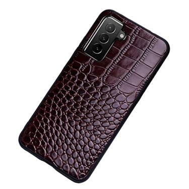 Imagem de Capa para Samsung Galaxy S22/S22 Plus/S22 Ultra, Capa de couro PU com estampa de cobra de crocodilo com proteção de câmera Slim Fit Hard Shell Capa à prova de choque, Café, S22+ 6,5 polegadas