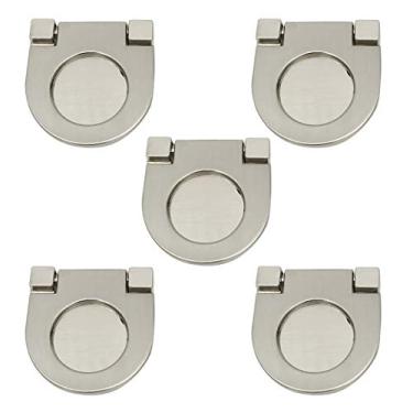 Imagem de Puxador de puxador de anel de montagem nivelada para gaveta de armário XMHF tom prata, A527 5pcs