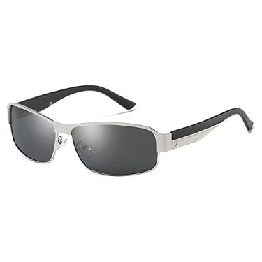 Imagem de Óculos de sol polarizados para homens, moda feminina, armação quadrada, raios retrô clássicos, designer, óculos de sol para condução, óculos de proteção UV400, cinza prata, pacote B