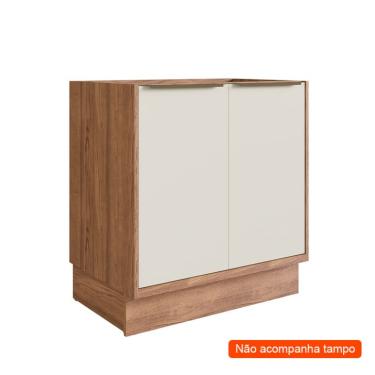 Imagem de Balcão de Cozinha Ten 2 Portas Freijó e Argila 80 cm