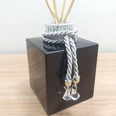 Imagem de Frasco de Vidro Para Aromatizador De Ambiente Luxo Com Strass e Varetas Decoradas - Preto e Prata-Luiggi Presentes®