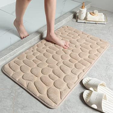 Imagem de ICAROOM Tapete de porta de banho de espuma viscoelástica, tapetes de banheiro de paralelepípedos, tapetes de banho super absorventes de água para banheiro, tapetes antiderrapantes laváveis na máquina (cáqui)