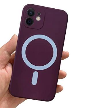 Imagem de Capa de ímã magnético de silicone líquido para iPhone 12 13 11 Pro Max Mini XS XR X 7 8 Plus SE 2020 Capa de carregamento sem fio, Grap, para iPhone 13