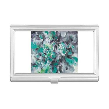 Imagem de Porta-cartões de visita com arte de pintura a óleo verde e flor de vida morta