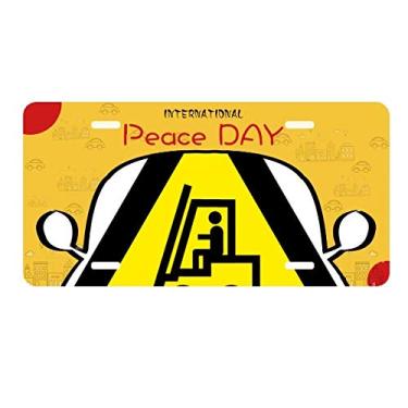 Imagem de DIYthinker Símbolo de aviso amarelo preto empilhadeiras triangulares placa de carro decoração dia da paz