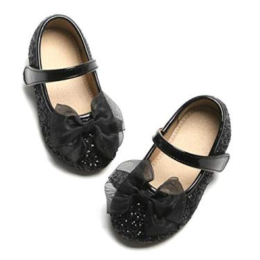 Imagem de Otter MOMO Sapatilhas de bailarina Mary Jane para crianças/meninas, sem cadarço, para festas escolares, D716-preto, 10 Toddler