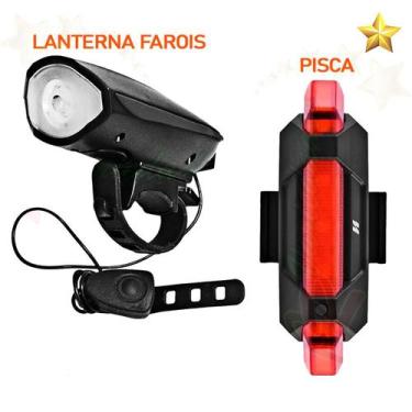 Imagem de Kit Bike Farol Lanterna E Sinalizador Recarregável Usb  - Luatek