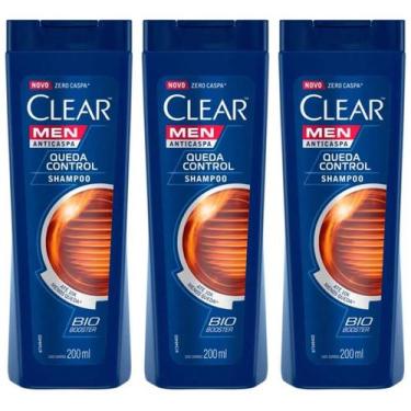 Imagem de Kit 3 Clear Men - Shampoo Anticaspa Queda Control 200ml