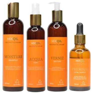 Imagem de Kit Grandha Pós-Praia e Piscina Mix Oil Coconut Argan Reparação dos Cabelos Ressecados (Shampoo+Verniz+Acqua Soft+Vital Supply)