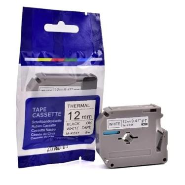 Imagem de Fita Compatível M-231 MK-231 MK-231S Branca 12mm para Rotulador Brother PT-65 PT-70 PT-80 PT-85 PT-70BM