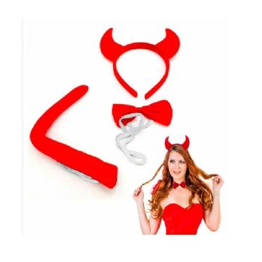 Imagem de Kit 3 pçs Animais Tiara Gravata  Rabo Tigresa onça  Carnaval