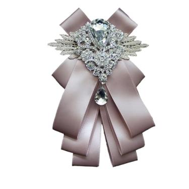 Imagem de Chamvino Mestre de cerimônias noivos padrinhos vestido de banquete terno gravata borboleta broche cavalheiro grande broche de laço de diamante (opção multicolorida), Zinco, Pirita de ferro