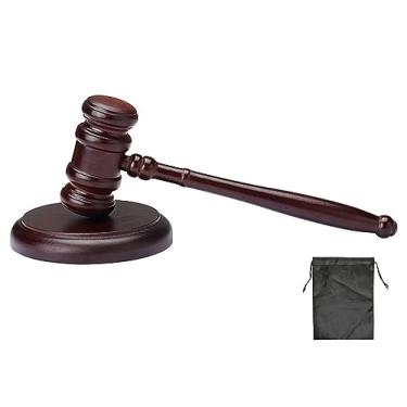 Imagem de Kellegour Martelo preto e bloco, conjunto de madeira feito à mão para juízes, advogados, estudantes, leilões e presentes de tribunal