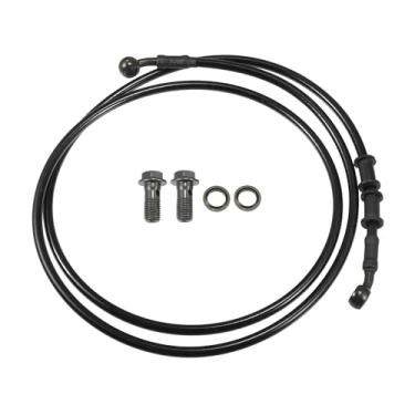 Imagem de Motoforti Mangueira de freio universal para motocicleta, quadriciclo, motocross, trançada, linha de freio hidráulico, oleoduto, 170 cm, durável, metal, preto, verde militar, 1 conjunto