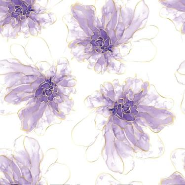 Imagem de weiseni Papel de Parede Floral Roxo Descascável e Colante, 45 x 299 cm, Autoadesivo, Removível, Amigável ao Locatário