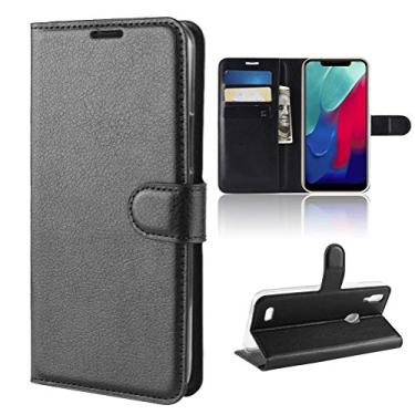 Imagem de LEAGOO M11 Capa, carteira flip de couro PU premium com compartimento para cartão, suporte e fecho magnético [capa interior à prova de choque de TPU] Compatível com LEAGOO M11