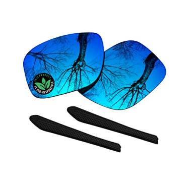 Imagem de Raydi Lentes de reposição de policarbonato e meias auriculares para óculos de sol quadrados Oakley Jupiter Squared OO9135 - Espelhado azul gelo - Polarizado