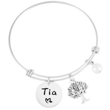 Imagem de Kivosliviz Pulseira Tia Gifts para mulheres, os melhores presentes da Tia Tio presentes para Tia Tia Tia, Aço inoxidável, Aço inoxidável