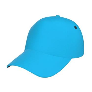 Imagem de Boné de beisebol com ajuste de sarja boné de perfil baixo tamanho ajustável para homens mulheres cor sólida azul claro, Preto, One Size-Large
