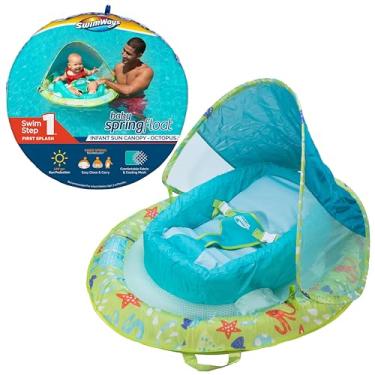Imagem de SwimWays Baby Spring Float with Adjustable Canopy and UPF Sun Protection, Green Octopus