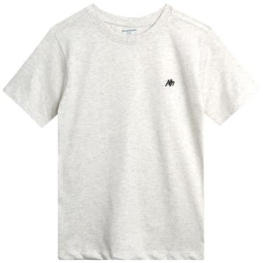 Imagem de AEROPOSTALE Camiseta para meninos - Camiseta infantil básica de algodão de manga curta - Camiseta clássica com gola redonda estampada para meninos (4-16), Aveia, 10-12