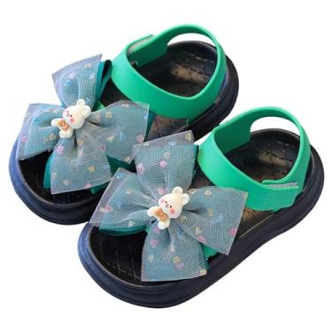 Imagem de Sandálias infantis tamanho 8 modernas primavera verão dedo do pé cor sólida laço infantil sapatos casuais, Preto, 1.5 Narrow Big Kid