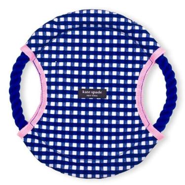 Imagem de Kate Spade New York Frisbee de corda de brinquedo para cães, brinquedo de puxar guingão, brinquedo de cachorro fofo com tecido macio e durável, brinquedo para animais de estimação para raças pequenas,