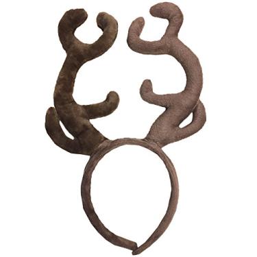 Imagem de Rubie's Faixa de cabeça feminina adulta com chifres de rena, Marrom, tamanho nico