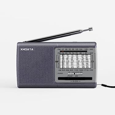 Imagem de Rádio Portátil XHDATA D219 AM, FM, ondas curtas, alimentado por pilhas, compacto. com ótima recepção e som de qualidade, entrada para fone de ouvido, ideal para idosos, casa e crianças (cinza)