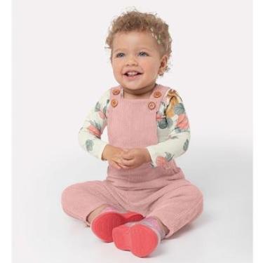 Imagem de JARDINEIRA INFANTIL FEMININA COM BLUSA ESTAMPADA CARINHOSO REF: 1000105114 P/G-Feminino