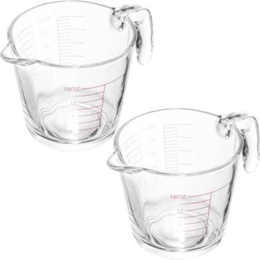 Imagem de 2 Jarras Medidoras 500ml Vidro com Alça Marcação Lyor Copo Medidor para Receitas