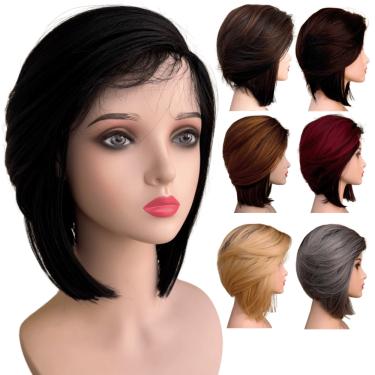 Imagem de Peruca Front Lace Wig Long Bob Orgânica Curta Bio Fibra