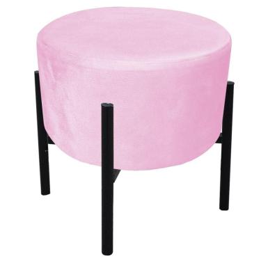 Imagem de Puff Iron Suede Base Preto Palito Rosa Bebê