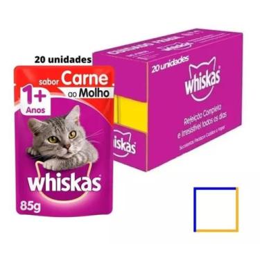Imagem de Caixa Alimento Úmido Whiskas Sachê Gatos Carne Ao Molho 85g
