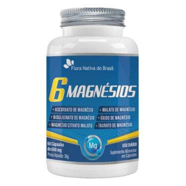 Imagem de 6 Magnésios Taurato Malato Bisglicinato Citrato 60 Capsulas 600mg - Fl