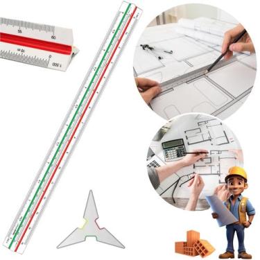 Imagem de Escalímetro Régua Triangular 30Cm Desenho Técnico 6 Escalas - Leonora