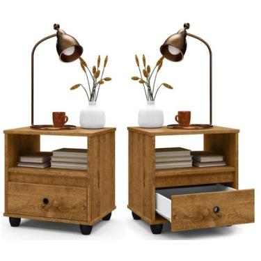 Imagem de Kit Conjunto 2 Mesa De Cabeceira Mudo Box Retro Quarto Cama Várias Cor