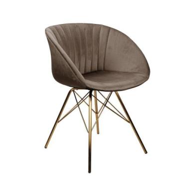 Imagem de Cadeira De Jantar Poltrona Eleonora Veludo Rivatti - Camurça